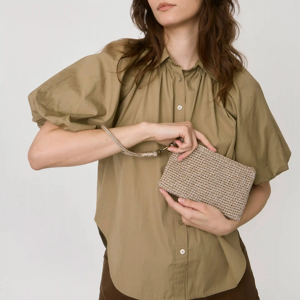 Vita Wristlet - Hand Crochet - Bamboo Static