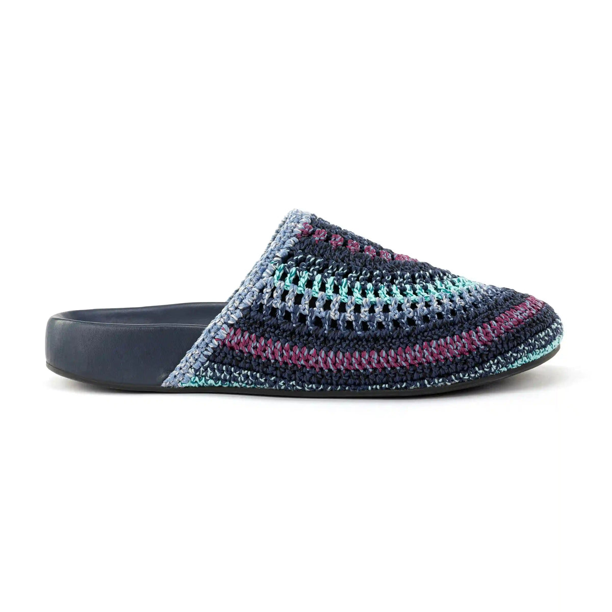 Bolinas Clog - Hand Crochet - Lapis Stripe