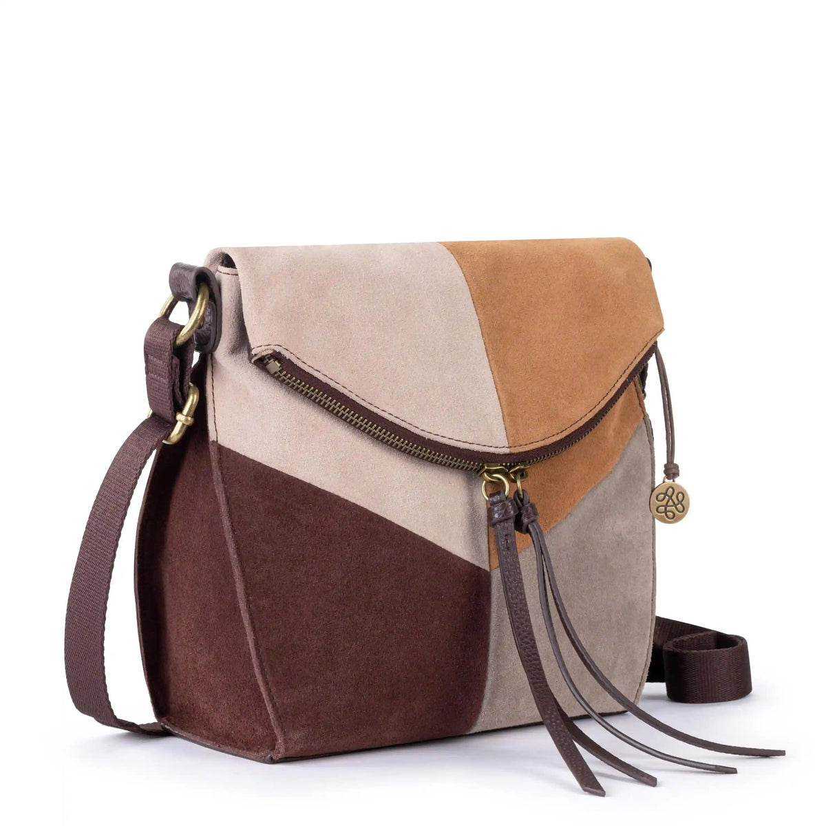 Silverlake Flap Crossbody - Leather - Mahogany Suede Block