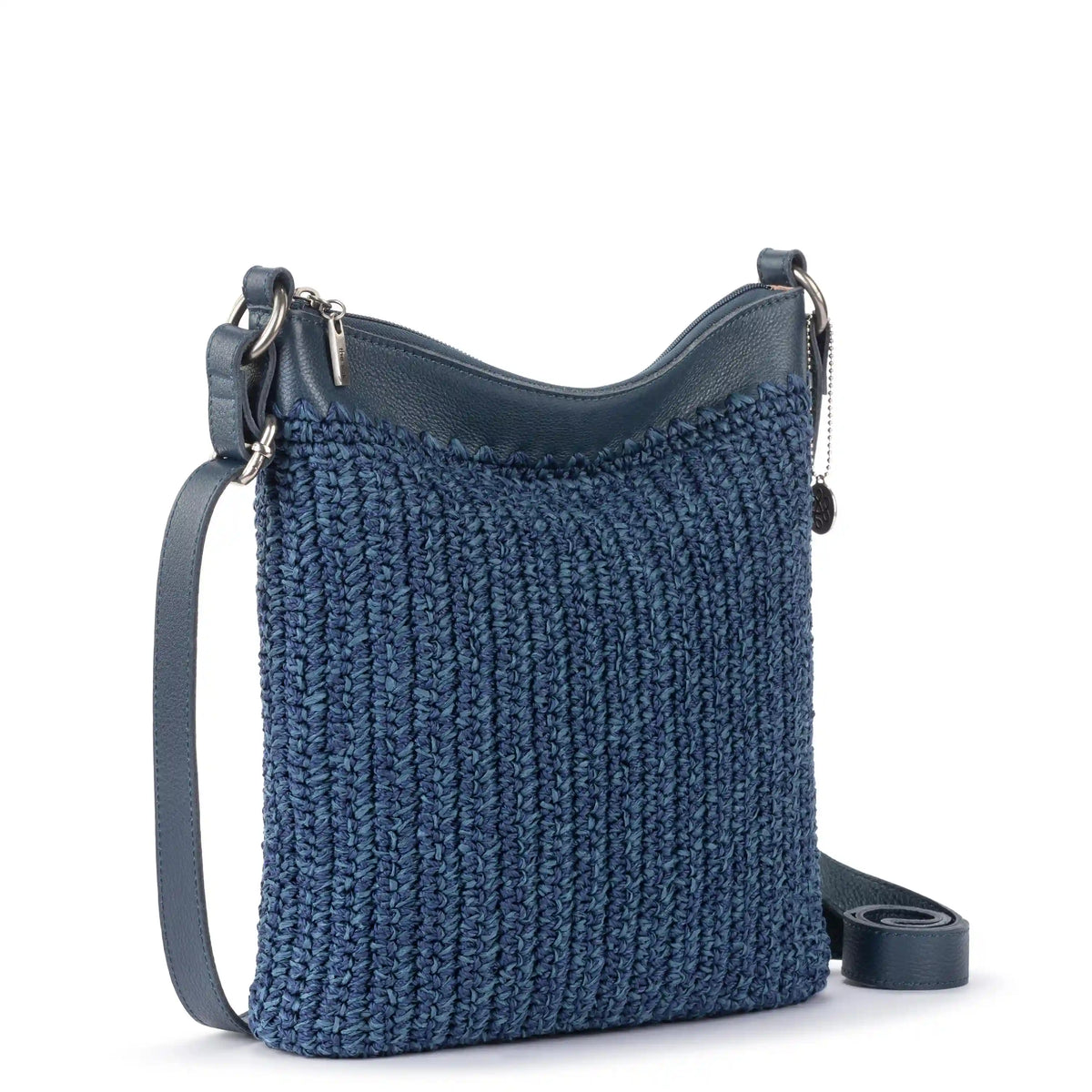 Lucia Crossbody - Hand Crochet - Denim Tonal Straw