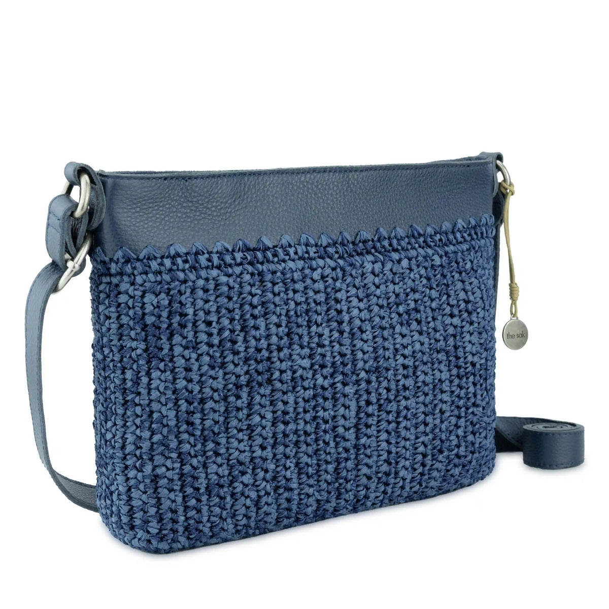 Melrose Crossbody - Hand Crochet - Denim Tonal Straw