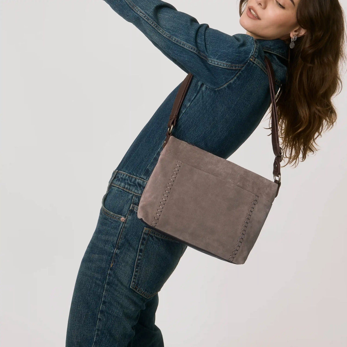 Melrose Crossbody - Leather - Mushroom Suede
