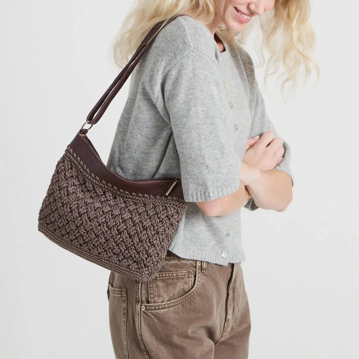 Lumi Crossbody - Hand Crochet - Mushroom Cozy Weave