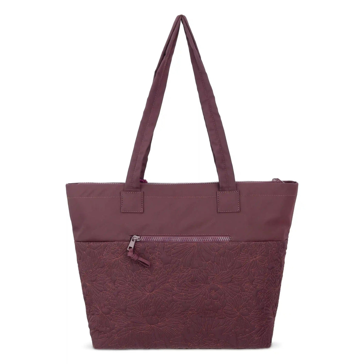 Banyan Shoulder Tote - EcoTwill - Black Cherry Flower Blossom Quilted